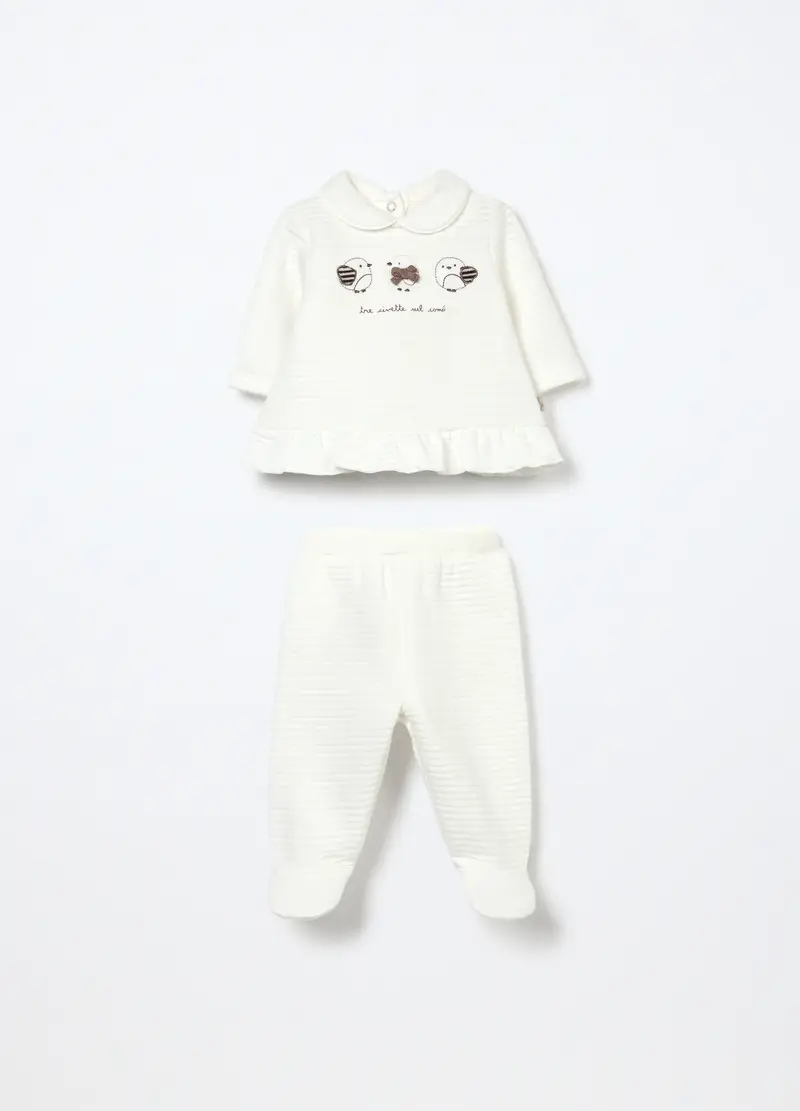 Set In Matelassé Misto Cotone Neonata, Bianco ottico