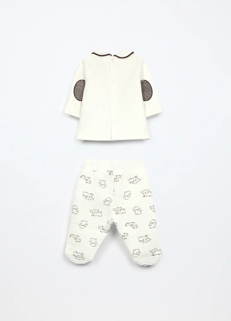 Set In Misto Cotone Fleece Neonato, Bianco miniatura 2