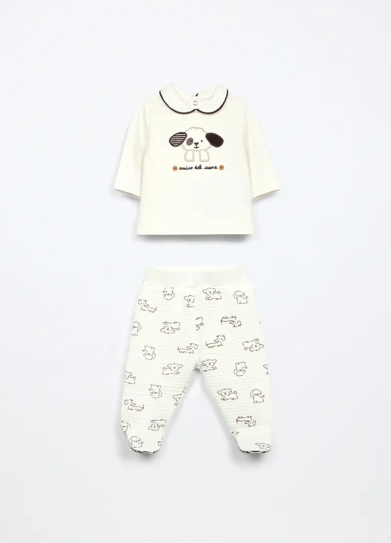 Blukids, Set In Misto Cotone Fleece Neonato, Bianco, Taglia: 0-1