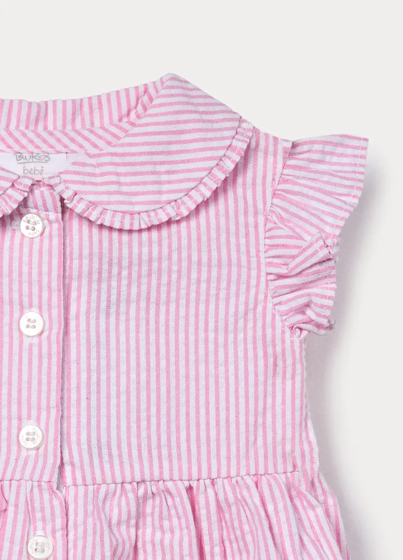 Set In Misto Cotone Seersucker Neonata, Bianco/Rosa miniatura 3