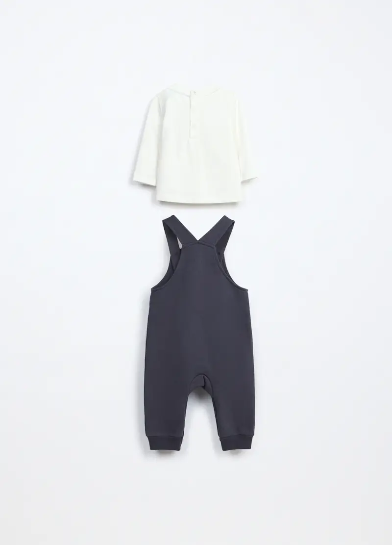 Set In Puro Cotone Fleece Neonato, Grigio scuro miniatura 2