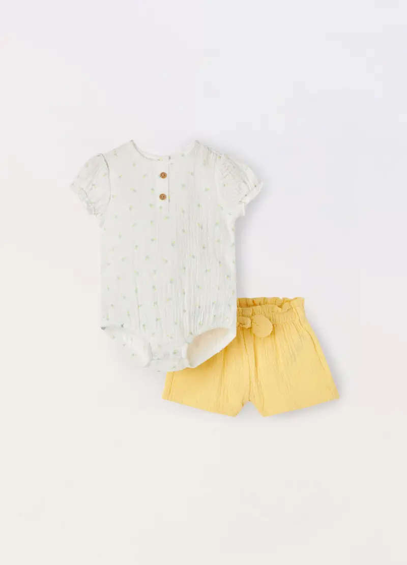 Blukids, Set In Puro Cotone Neonata, Bianco/Giallo, Taglia: 3-6