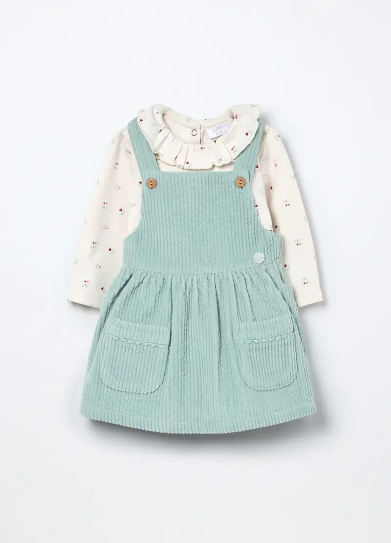 Set In Puro Cotone Neonata, Verde acqua