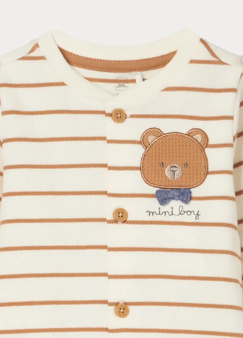 Set In Puro Cotone Neonato, Bianco/Marrone miniatura 3