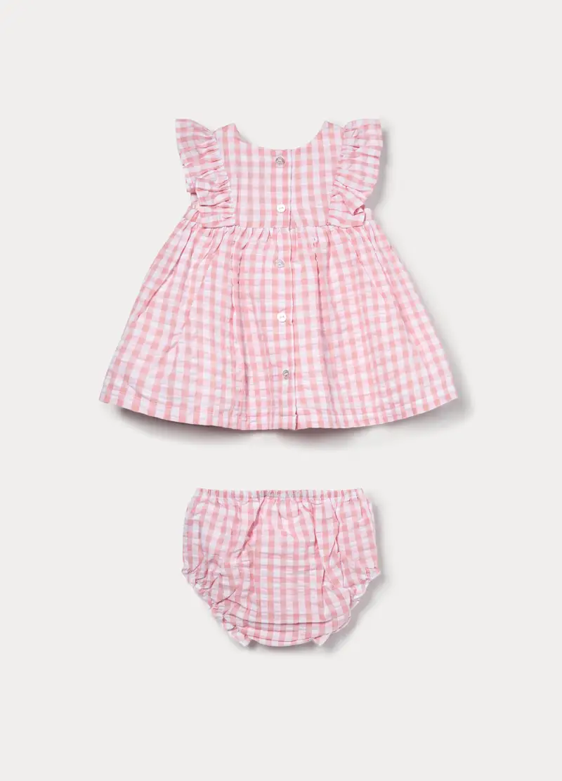 Set In Puro Cotone Seersucker Neonata, Rosa pastello miniatura 2