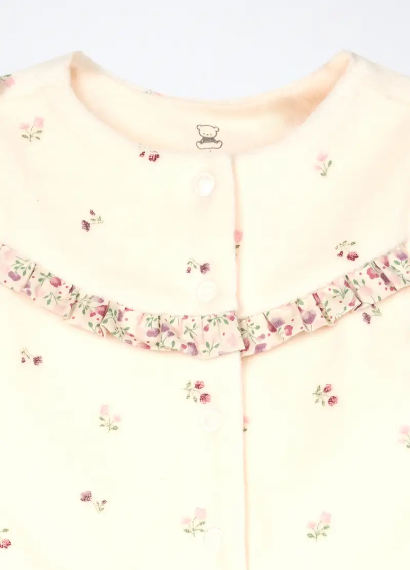 Set In Puro Cotone Velour Neonata, Rosa pastello miniatura 3