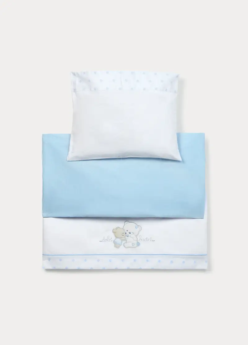Set Lenzuola Culla In Puro Cotone Neonato, Azzurro/Blu, U