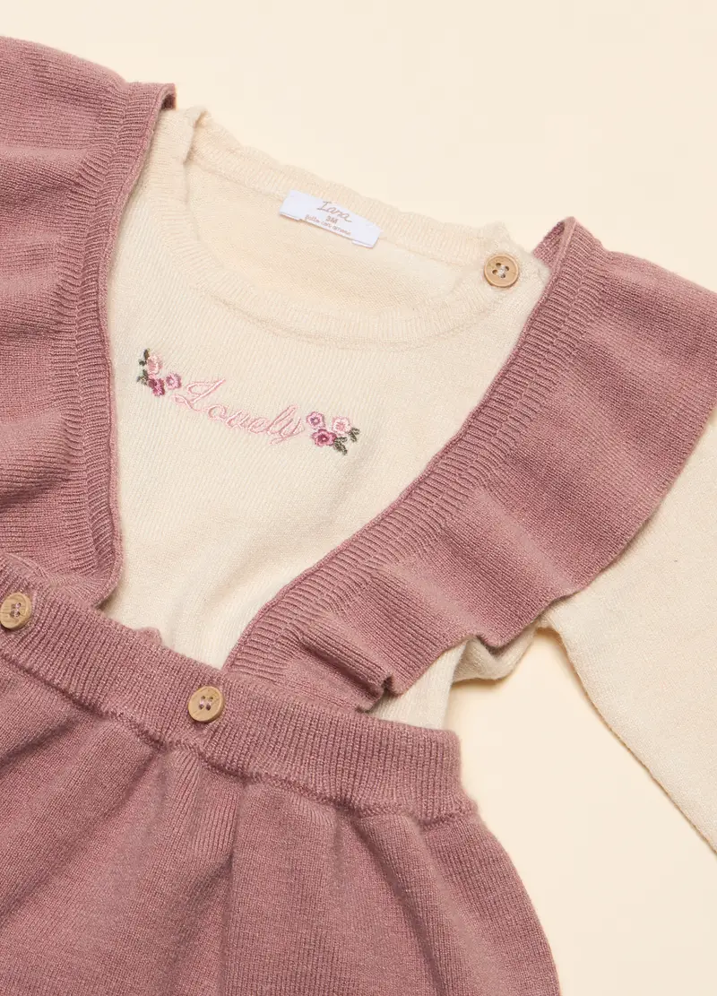 Set Maglia E Gonna In Misto Viscosa, Neonata, Rosa scuro miniatura 2