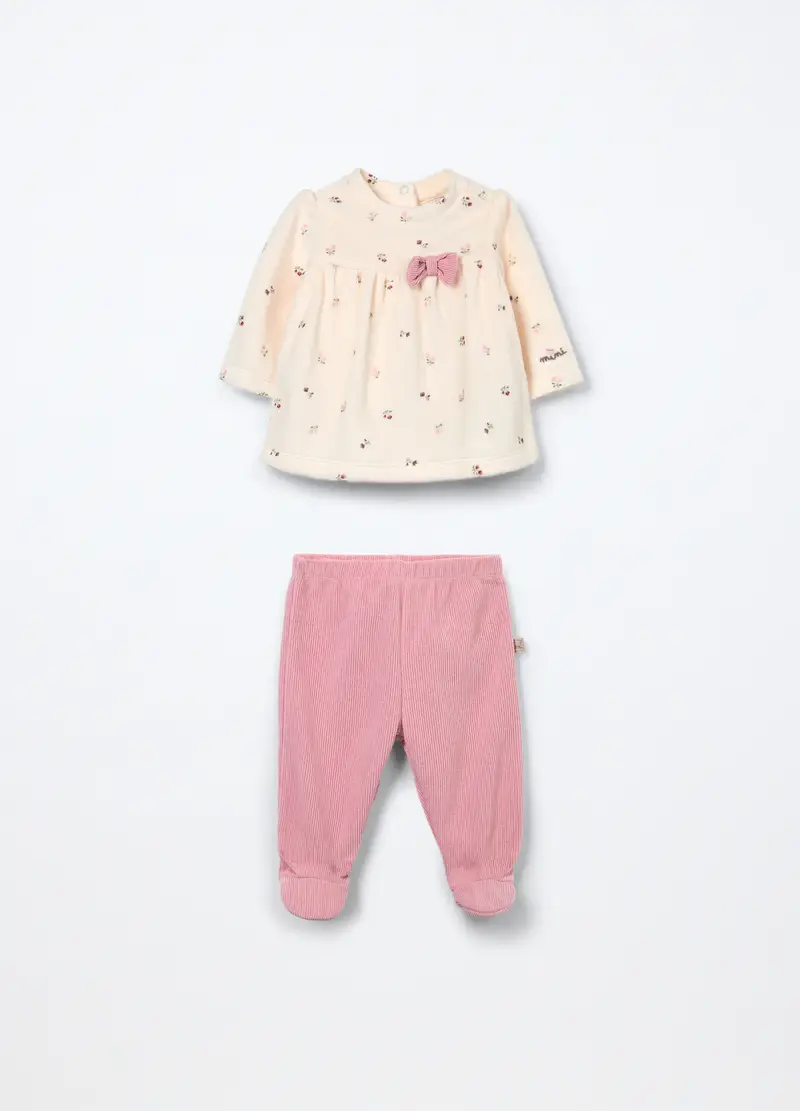 Set Misto Cotone Velour Neonata, Rosa scuro