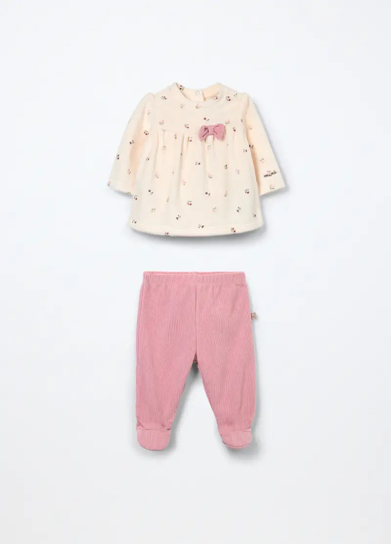 Set Misto Cotone Velour Neonata, Rosa scuro