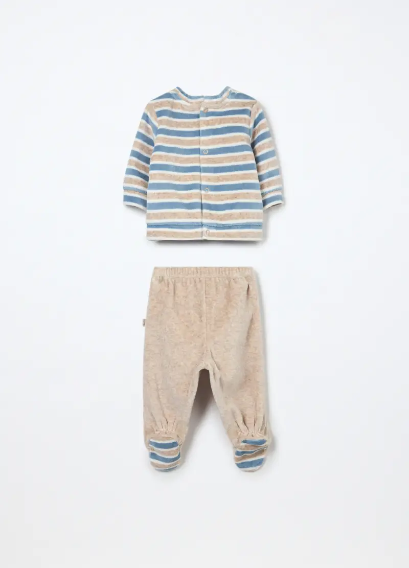 Set Misto Cotone Velour Neonato, Beige chiaro miniatura 2