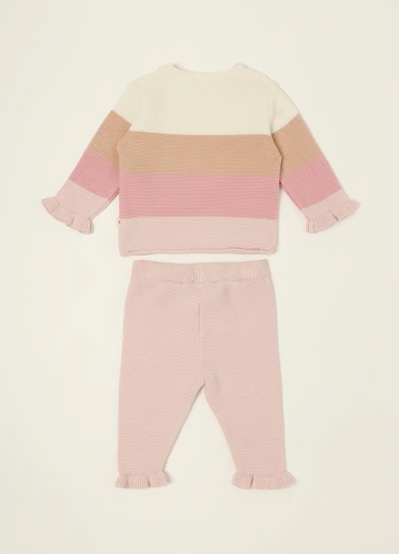 Set Neonata In Puro Cotone Multicolor A Righe, Rosa miniatura 2