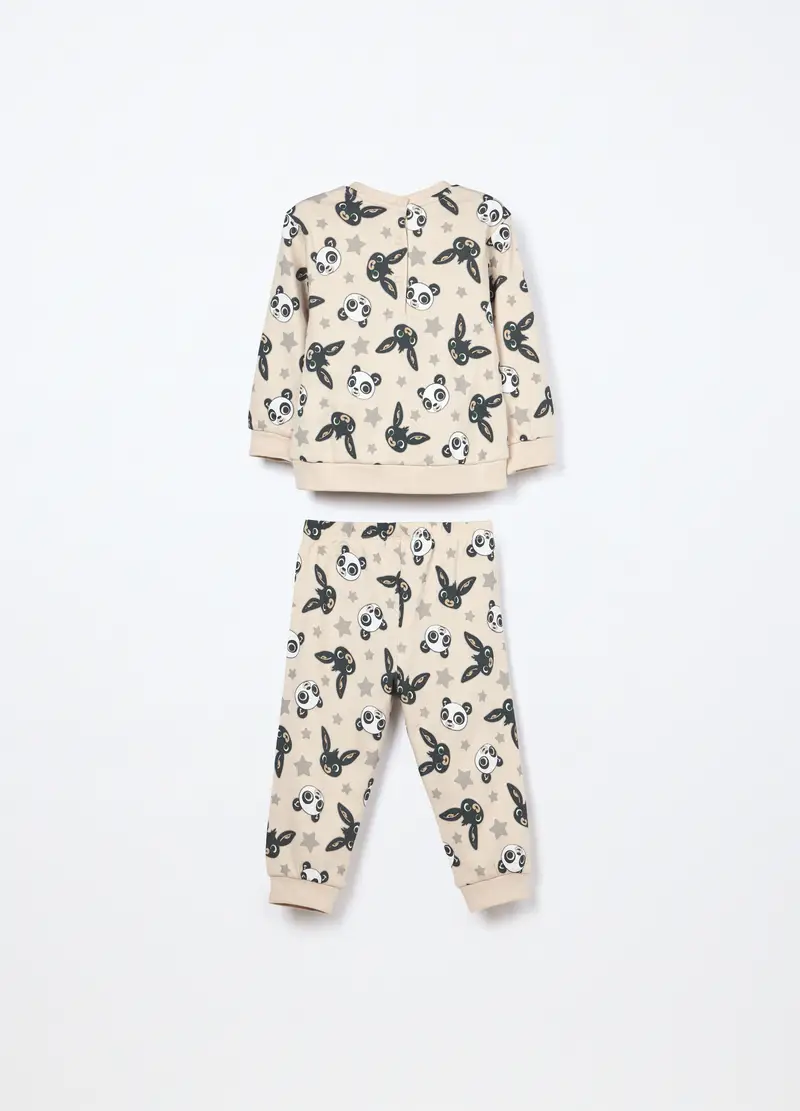 Set Pigiama Bing In Interlock Di Puro Cotone Neonato, Bianco panna miniatura 2