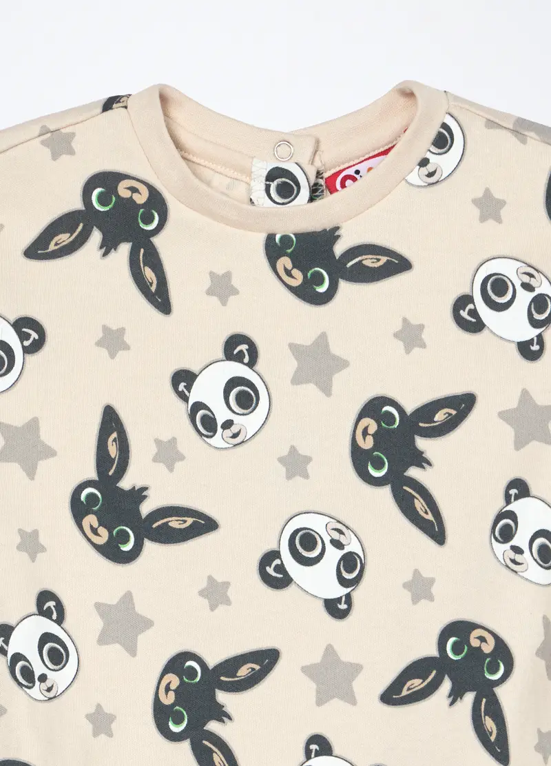 Set Pigiama Bing In Interlock Di Puro Cotone Neonato, Bianco panna miniatura 3