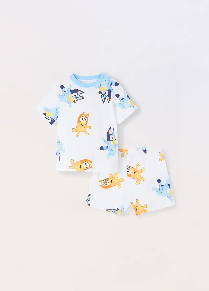 Blukids, Set Pigiama Corto In Jersey Di Puro Cotone Neonata, Neonato, Bianco, Taglia: 12-18