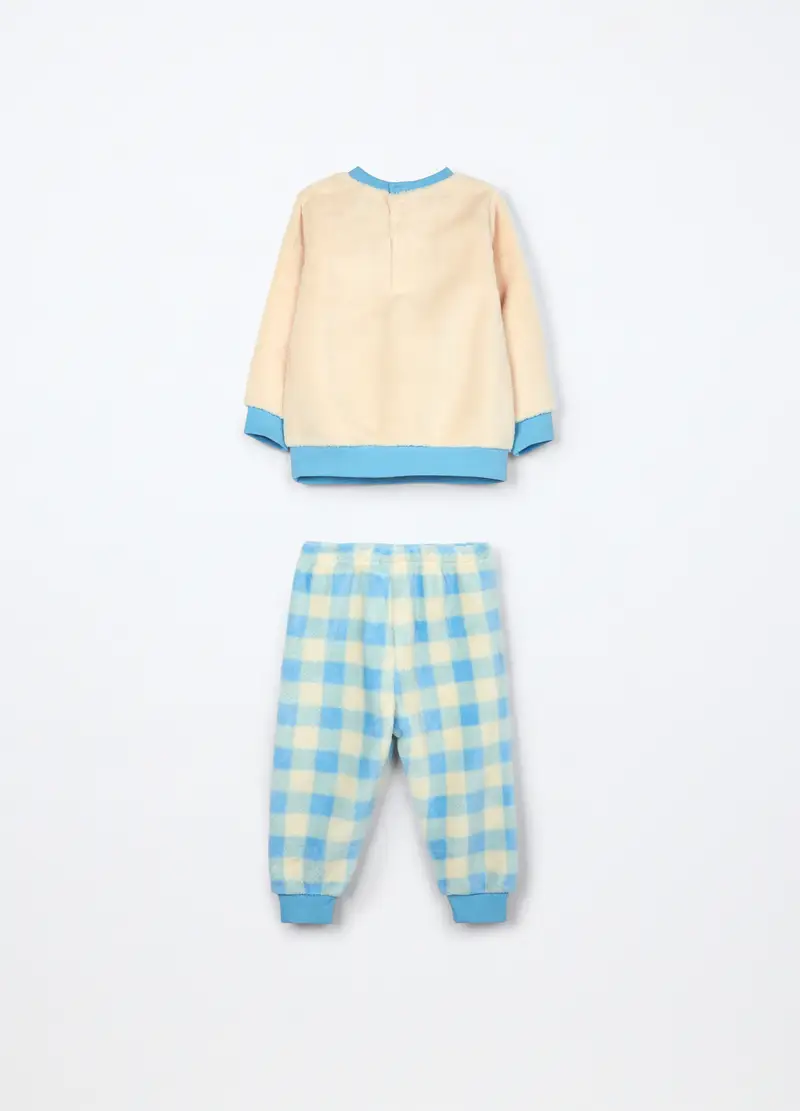 Set Pigiama In Coral Fleece Neonato, Azzurro cielo miniatura 2
