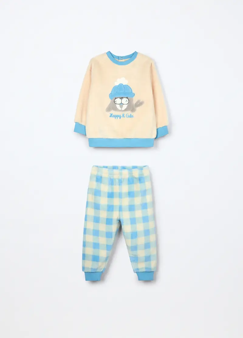 Set Pigiama In Coral Fleece Neonato, Azzurro cielo