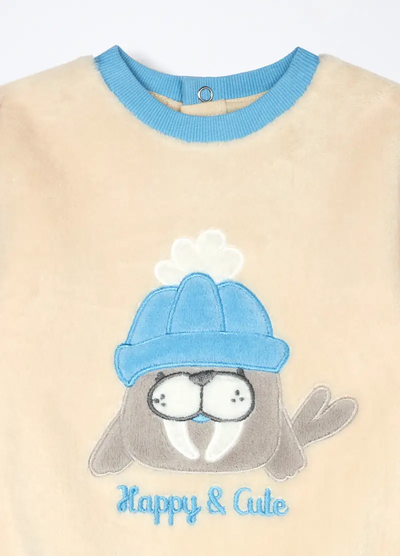 Set Pigiama In Coral Fleece Neonato, Azzurro cielo miniatura 3