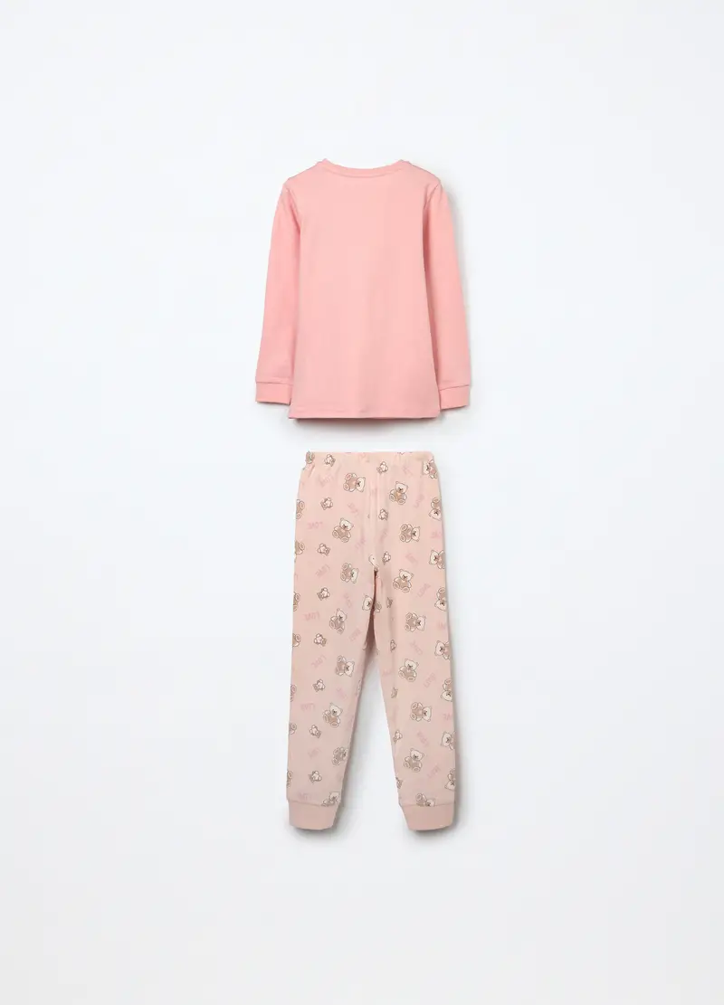 Set Pigiama In Interlock Di Puro Cotone Bambina, Rosa chiaro miniatura 2