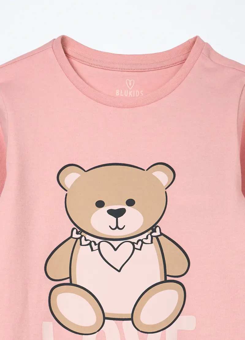 Set Pigiama In Interlock Di Puro Cotone Bambina, Rosa chiaro miniatura 3