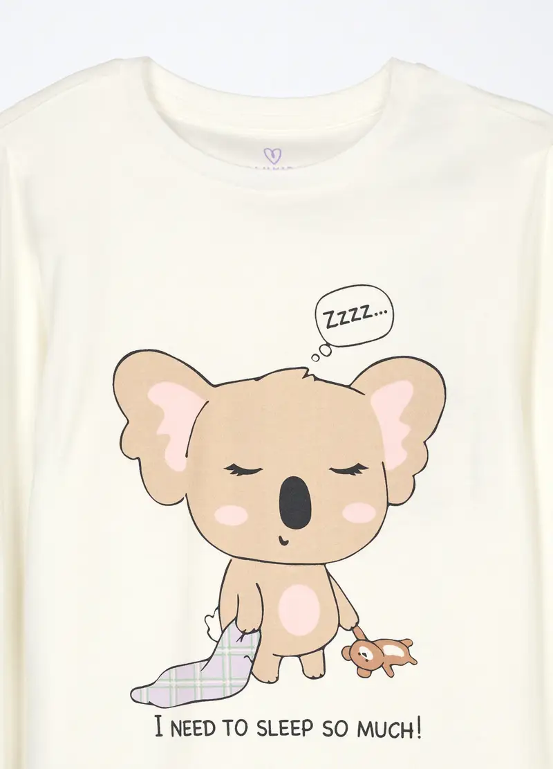 Set Pigiama In Interlock Di Puro Cotone Bambina, Viola lilla miniatura 3