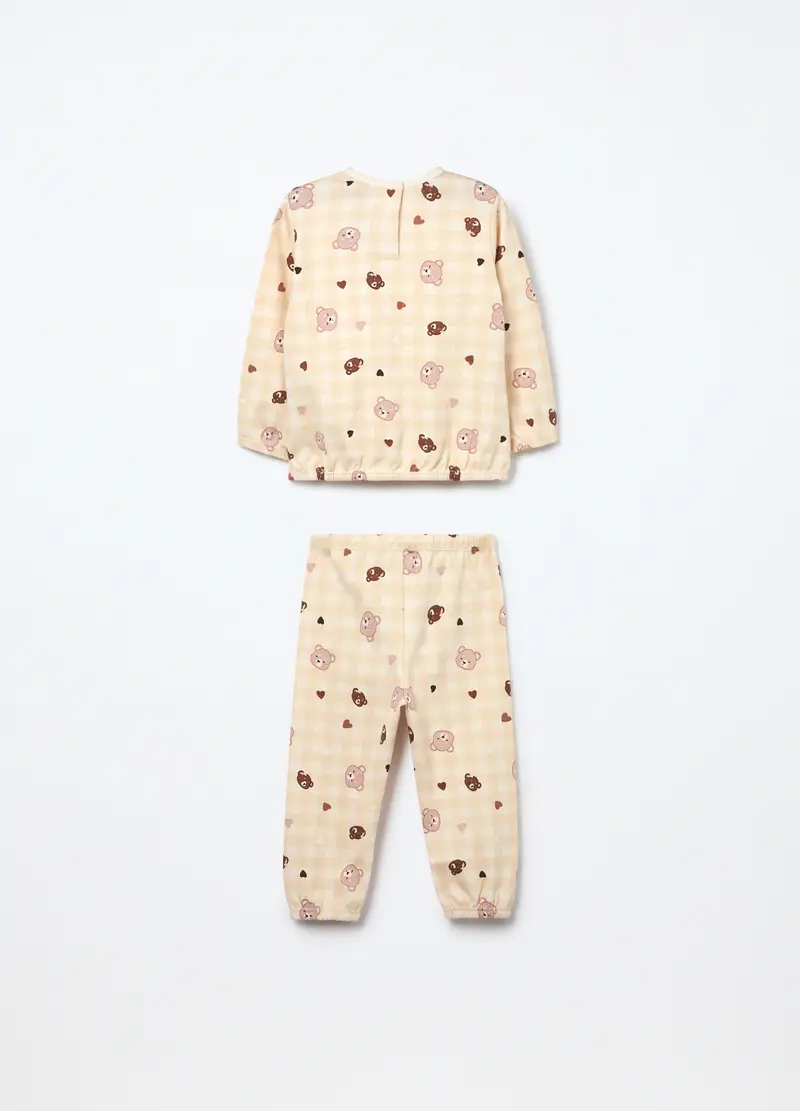 Set Pigiama In Interlock Di Puro Cotone Neonata, Beige chiaro miniatura 2