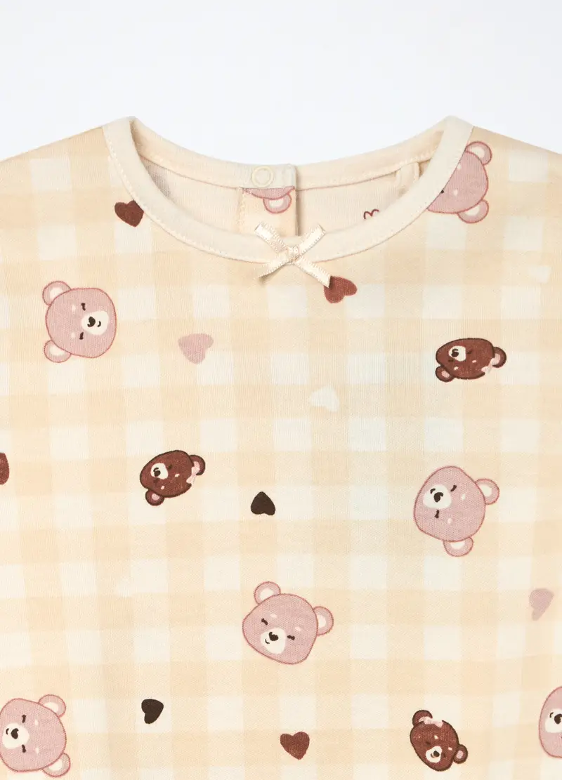 Set Pigiama In Interlock Di Puro Cotone Neonata, Beige chiaro miniatura 3