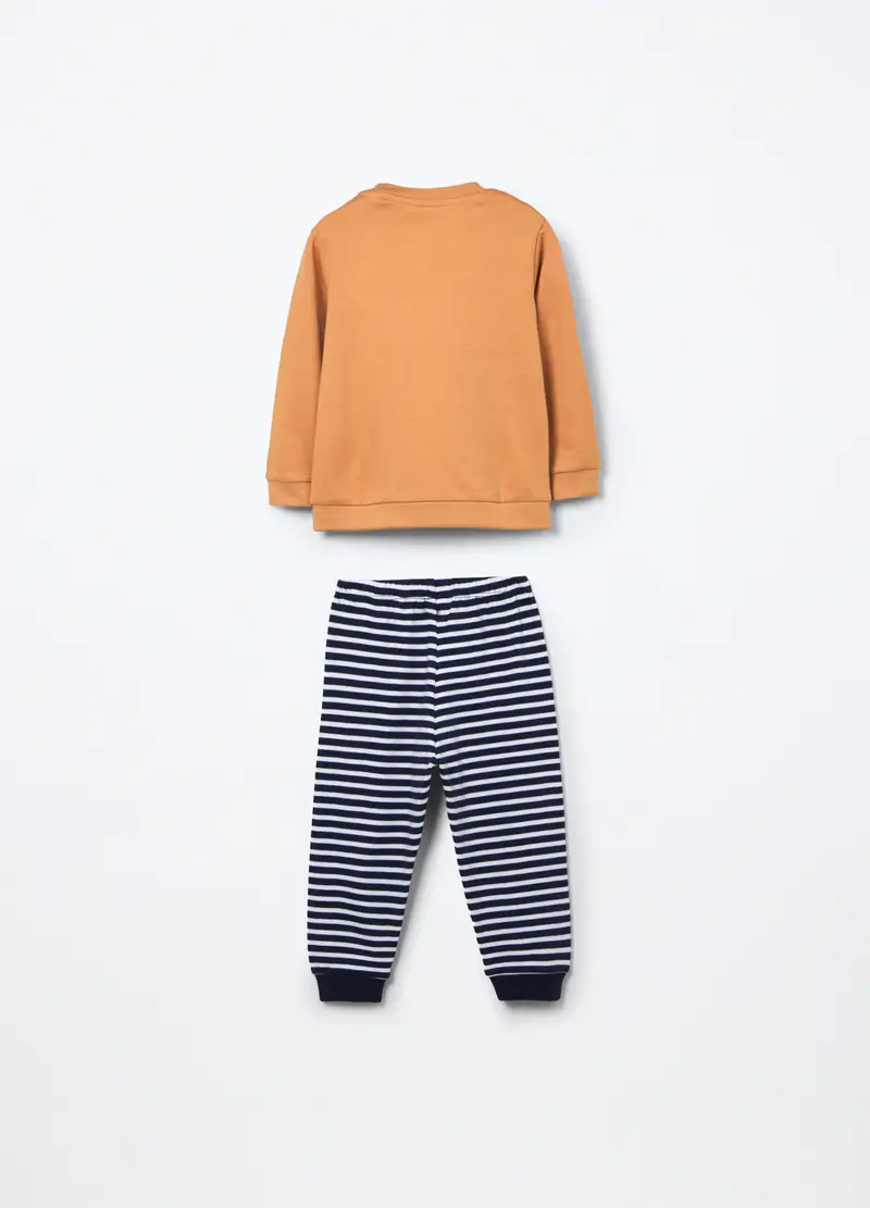 Set Pigiama In Interlock Di Puro Cotone Neonato, Marrone chiaro miniatura 2