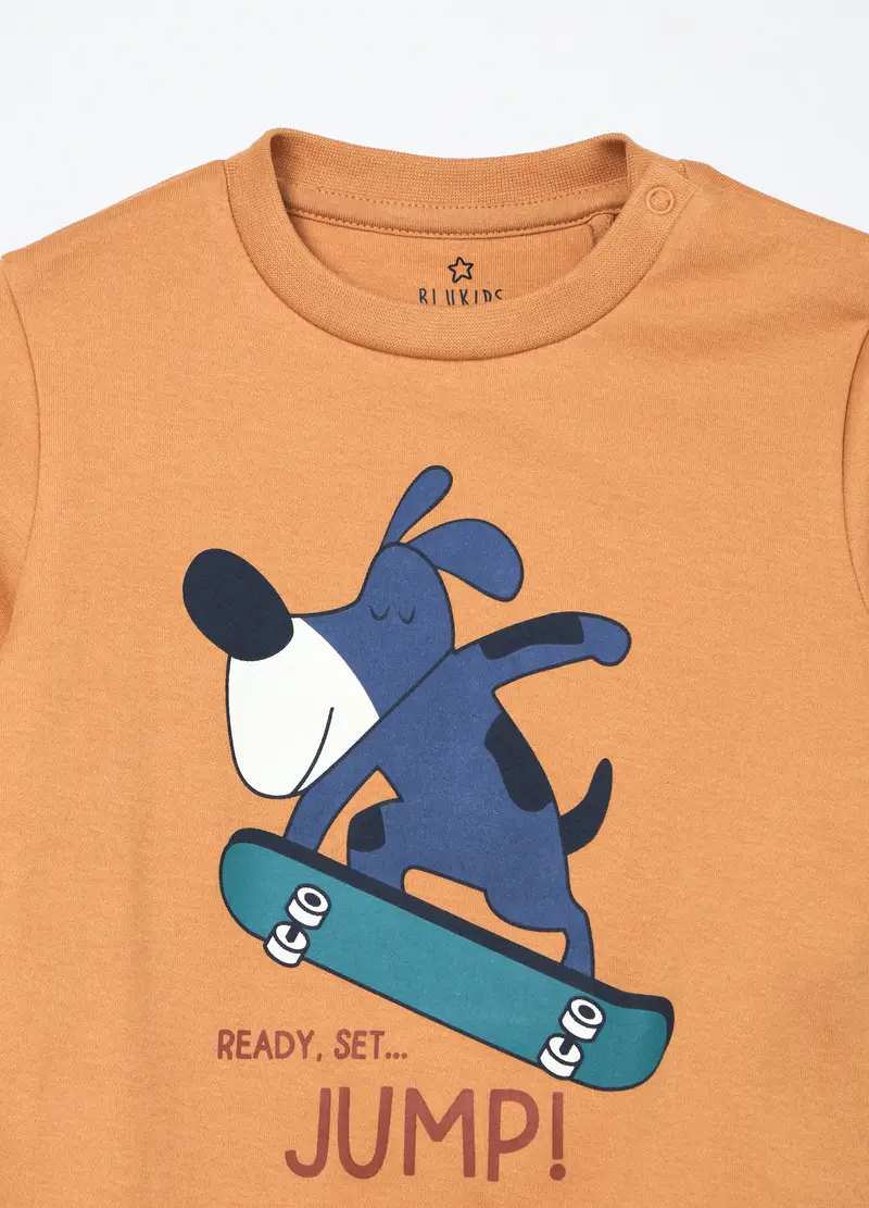 Set Pigiama In Interlock Di Puro Cotone Neonato, Marrone chiaro miniatura 3