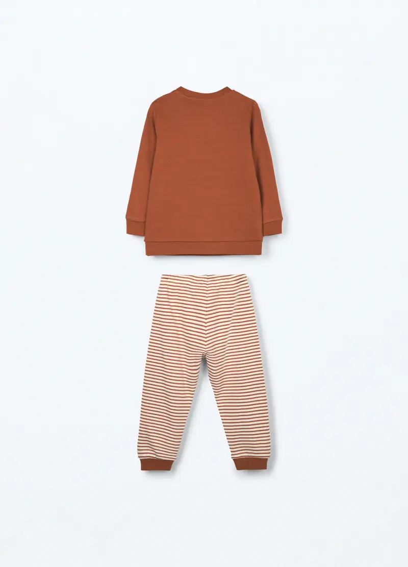 Set Pigiama In Interlock Di Puro Cotone Neonato, Marrone cioccolato miniatura 2