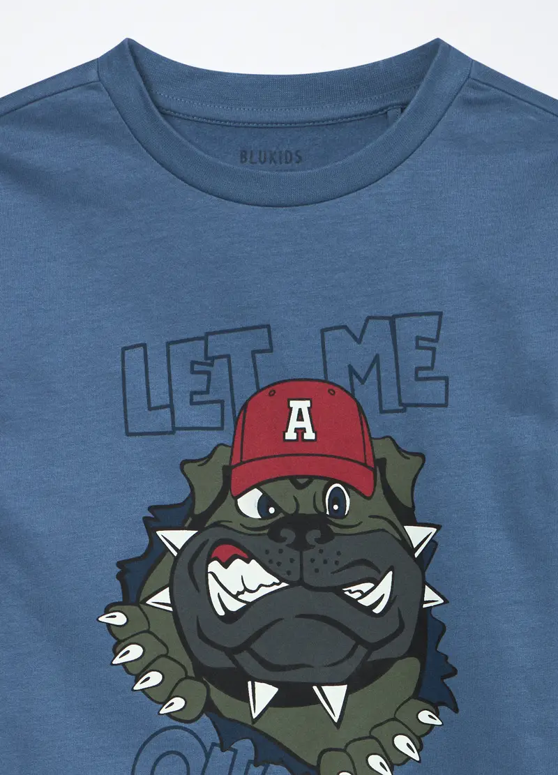 Set Pigiama In Puro Cotone Fleece Bambino, Blu Bluette miniatura 3