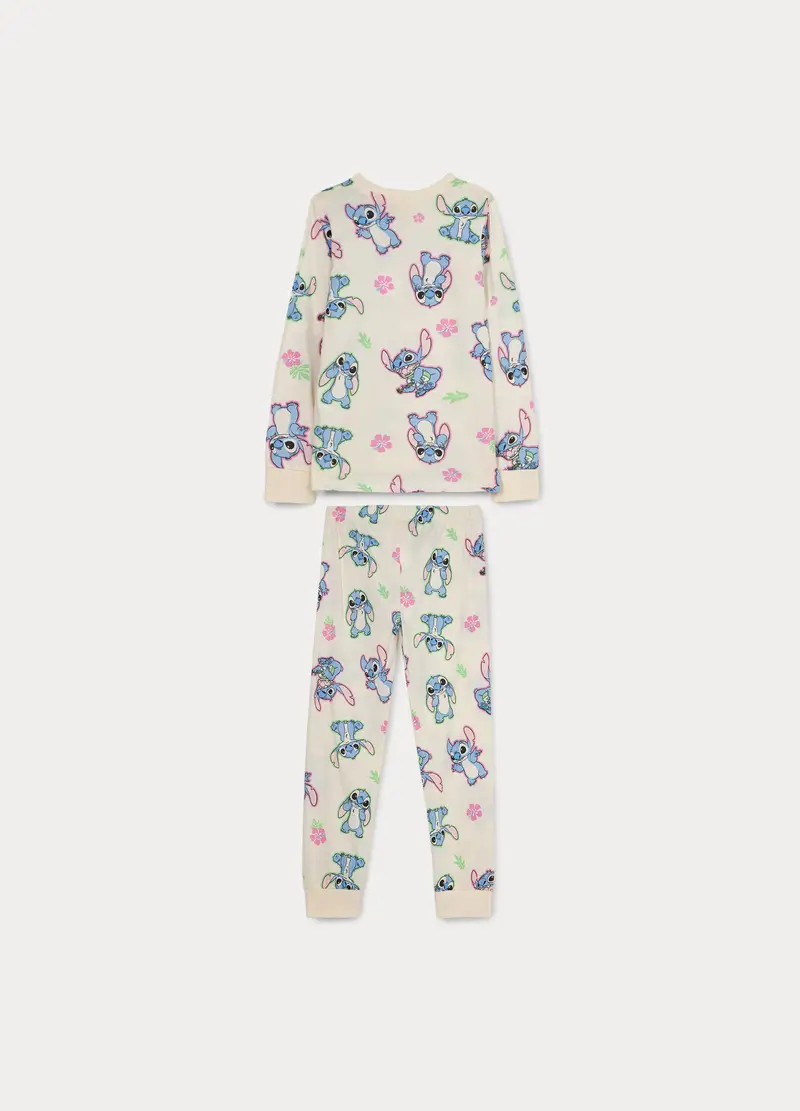 Set Pigiama Lungo Disney In Jersey Di Puro Cotone Bambina, Bianco miniatura 2