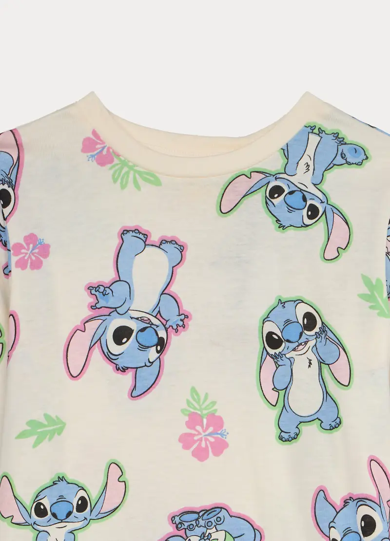 Set Pigiama Lungo Disney In Jersey Di Puro Cotone Bambina, Bianco miniatura 3