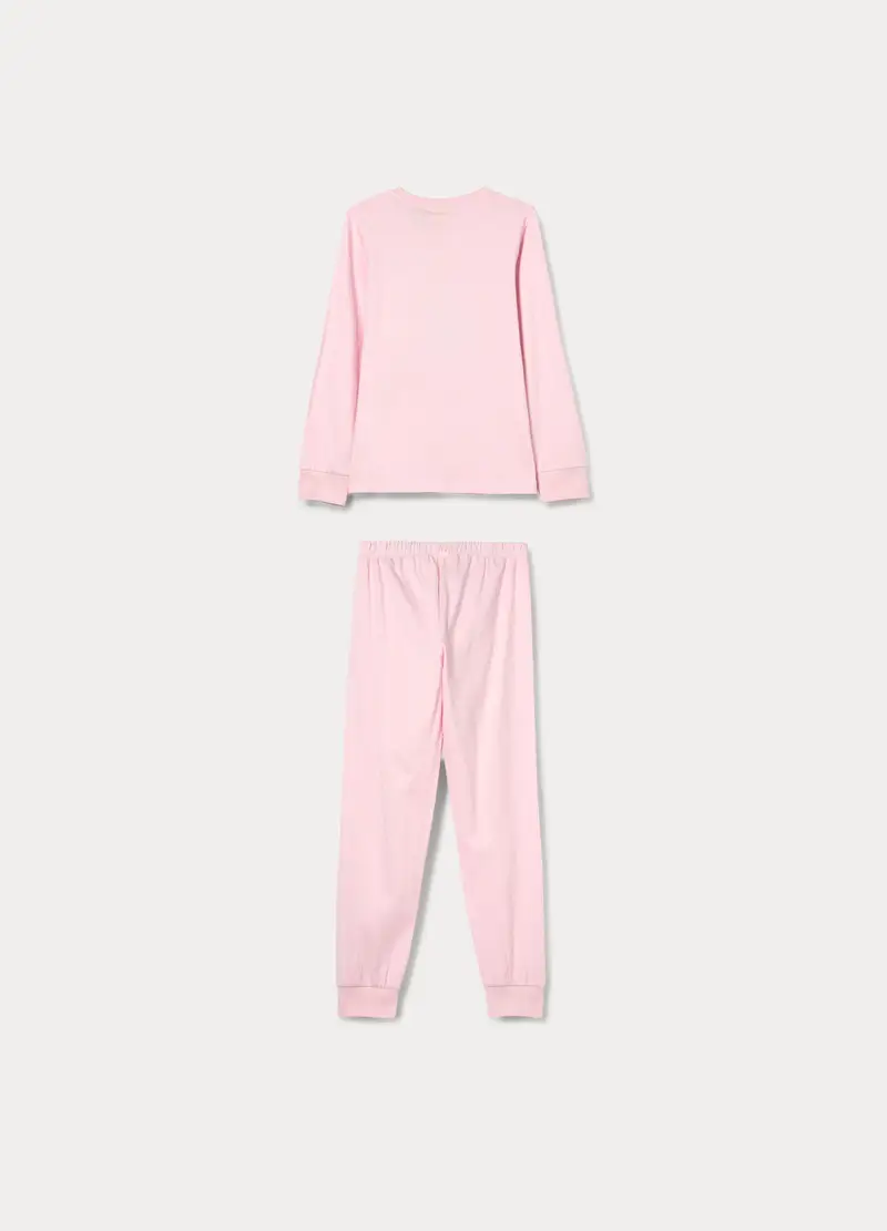 Set Pigiama Lungo Disney In Jersey Di Puro Cotone Bambina, Rosa pastello miniatura 2
