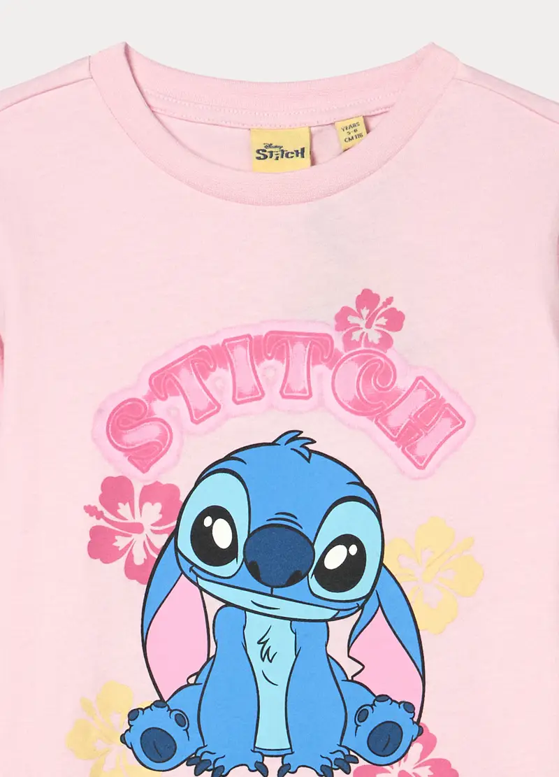 Set Pigiama Lungo Disney In Jersey Di Puro Cotone Bambina, Rosa pastello miniatura 3