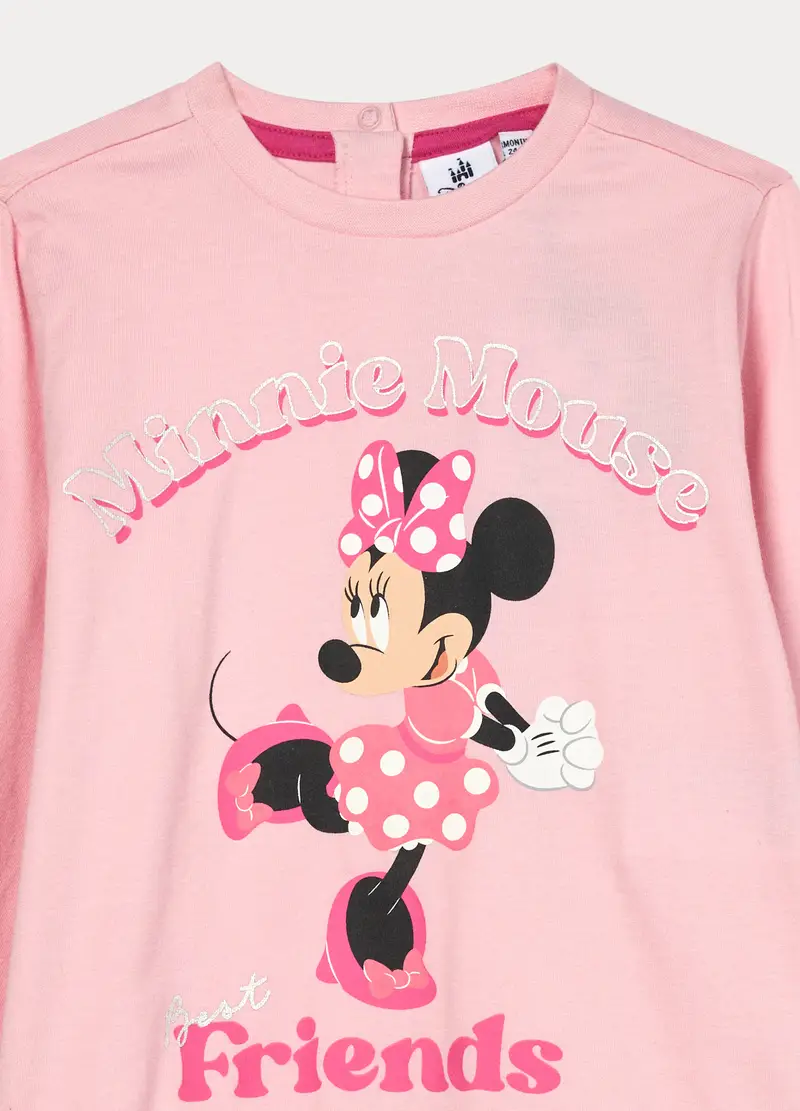 Set Pigiama Lungo Disney In Jersey Di Puro Cotone, Neonata, Rosa pastello miniatura 3