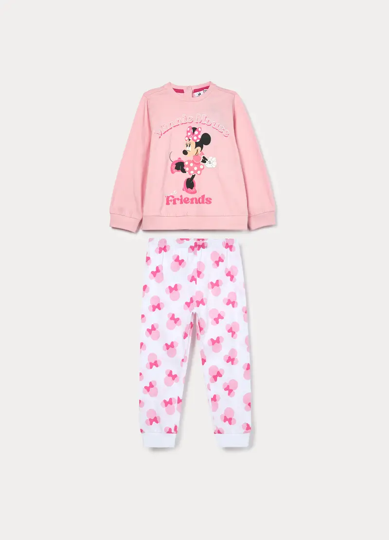 Set Pigiama Lungo Disney In Jersey Di Puro Cotone, Neonata, Rosa pastello