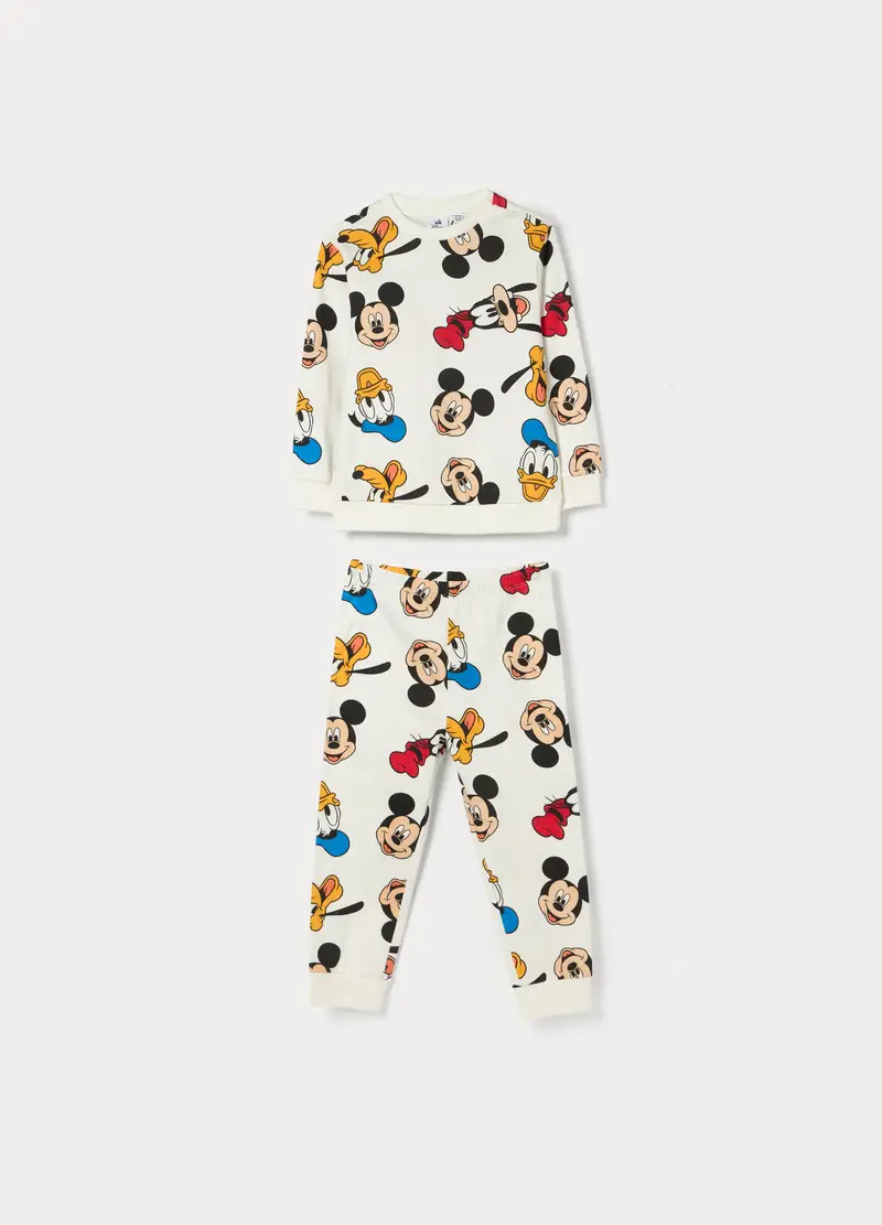 Set Pigiama Lungo Disney In Puro Cotone Neonato, Bianco