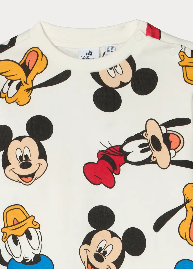 Set Pigiama Lungo Disney In Puro Cotone Neonato, Bianco miniatura 3