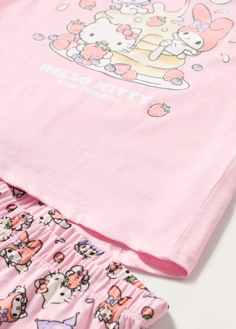 Set Pigiama Lungo Hello Kitty In Jersey Di Puro Cotone Bambina, Rosa chiaro miniatura 2