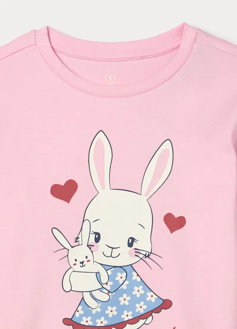 Set Pigiama Lungo In Interlock Di Puro Cotone Bambina, Rosa pastello miniatura 3