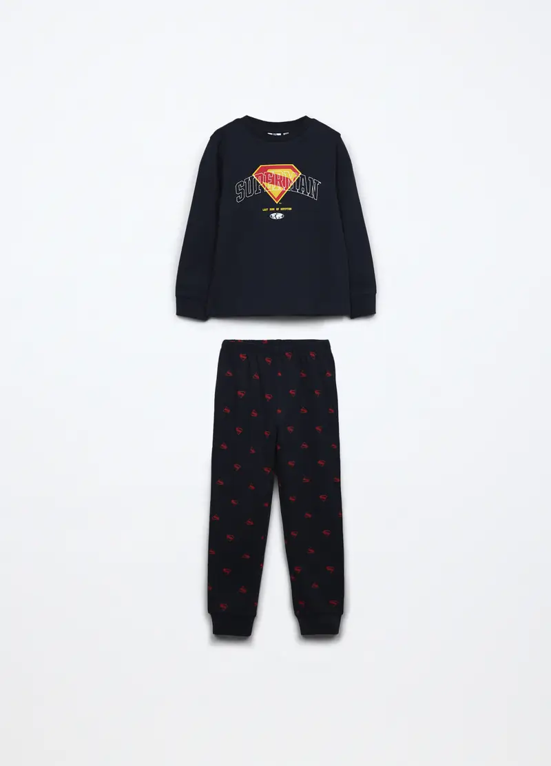 Set Pigiama Lungo In Interlock Di Puro Cotone Bambino, Bianco