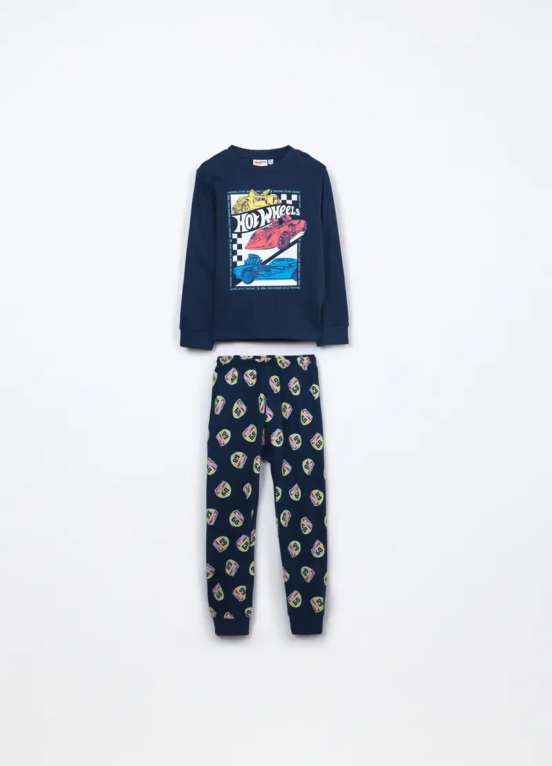 Set Pigiama Lungo In Interlock Di Puro Cotone Bambino, Blu Bluette