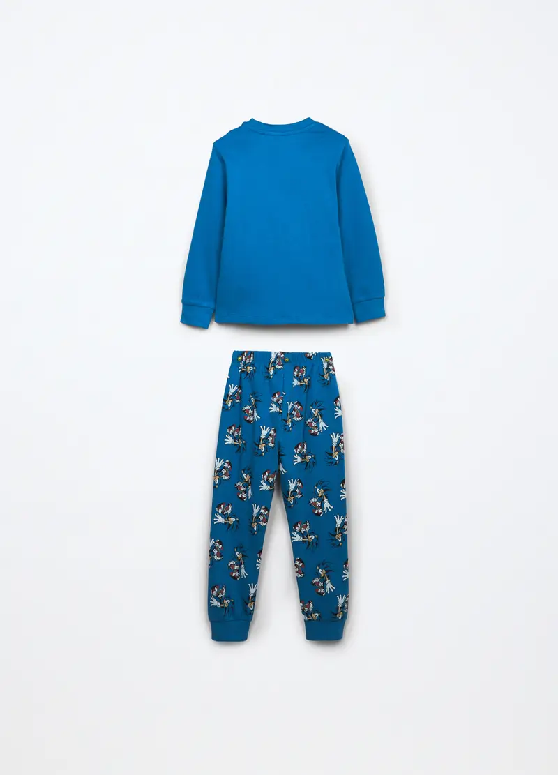 Set Pigiama Lungo In Interlock Di Puro Cotone Bambino, Blu scuro miniatura 2