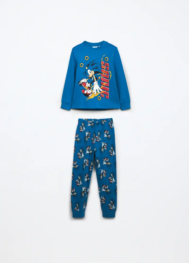 Set Pigiama Lungo In Interlock Di Puro Cotone Bambino, Blu scuro