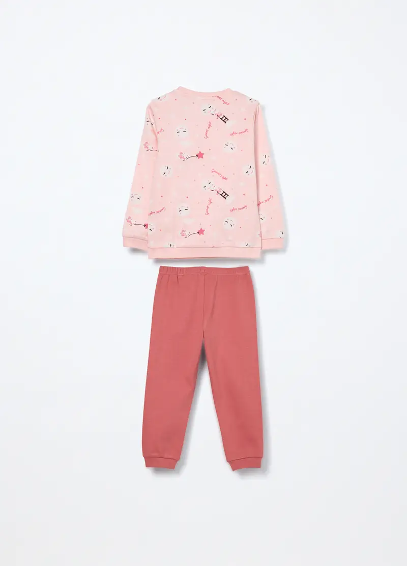 Set Pigiama Lungo In Interlock Di Puro Cotone, Neonata, Rosa chiaro miniatura 2