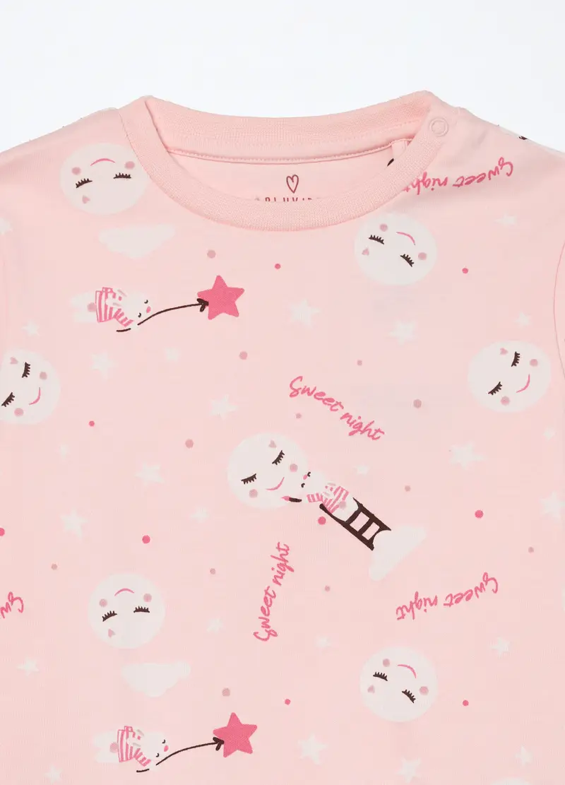 Set Pigiama Lungo In Interlock Di Puro Cotone, Neonata, Rosa chiaro miniatura 3