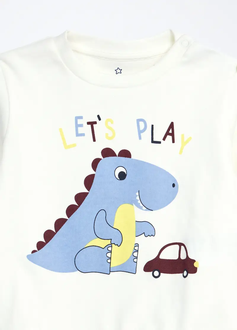 Set Pigiama Lungo In Interlock Di Puro Cotone Neonato, Blu scuro miniatura 3