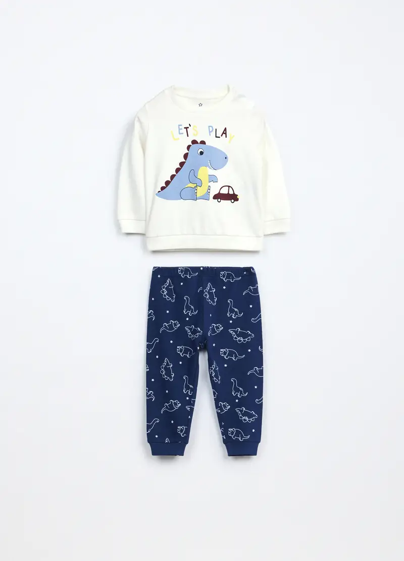 Blukids, Set Pigiama Lungo In Interlock Di Puro Cotone Neonato, Blu scuro, Taglia: 9-12