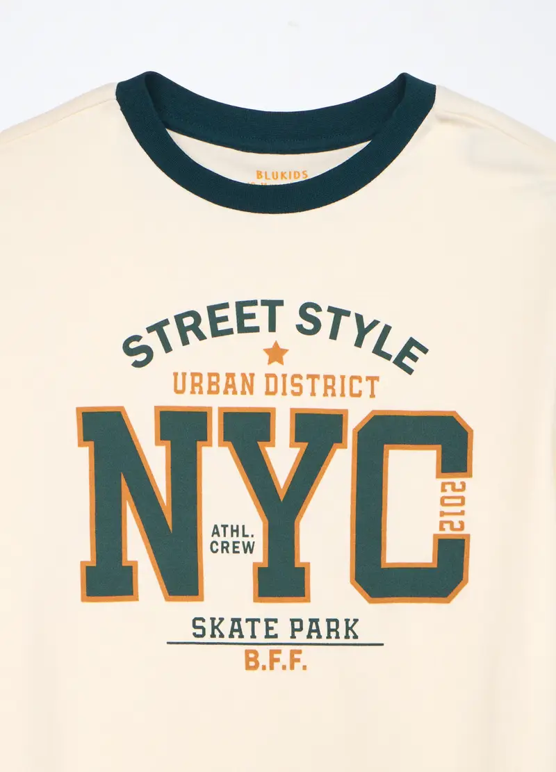 Set Pigiama Lungo In Interlock Di Puro Cotone Ragazzo, Bambino, Bianco/Verde miniatura 2